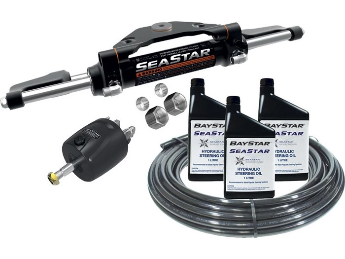 SeaStar Front Mount Hydraulic Outboard Steering Kit - Semi Rigid Hose Single Engine Suits 130-265HP 3 SeaStar Front Mount Hydraulic Outboard Steering Kit - Semi Rigid Hose Single Engine Suits 130-265HP
